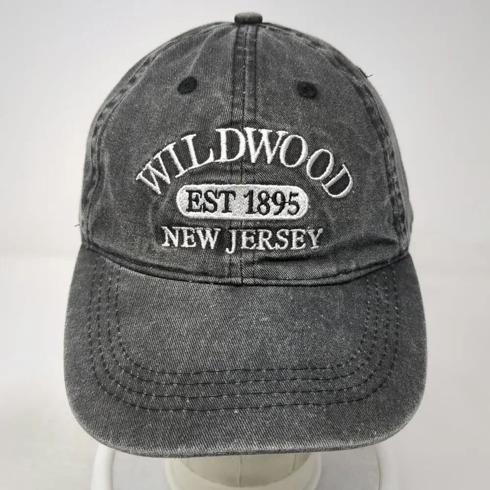 Lucky 7 Wildwood New Jersey Baseball Cap Gray One Size Strapback Embroidered Hat